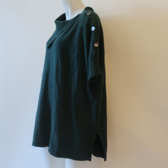 WOMENS GUIDO LOMBARDI GREEN WOOL CASHMERE BLEND SHORT SLEEVE SWEATER S * - Picture 7 of 14